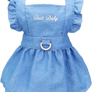 Dog Dress Puppy Luxury Skirt Clothes Princess Dresses Wedding Evening Tutu Skirt Denim Skirt for Small Dog Girl Light Blue