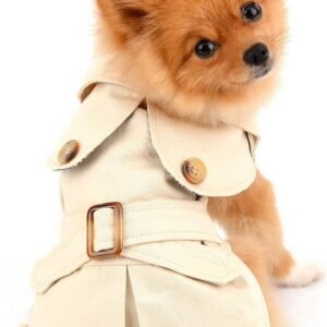 Pet Trench Coat for Small Dogs Girl Boy Windproof Fashion Western Jacket Belted Outerwear Autumn Winter Dog Clothes for Puppy Chihuahua Yorkie,Khaki