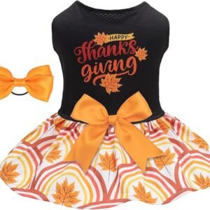 CuteBone Dog Mesh Dress Thanksgiving Puppy Sundress Pet Outfit Summer Fashion for Small Dogs Girl Cat Clothes BF48XS-D