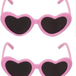 2Pcs Pink Heart-Shaped Pet Sunglasses Cute Pet Dog Sunglasses Cat Glasses Heart Sun Flower Glasses for Small Dogs Cat Accessories Photos Props Pets Party Decor Sunglasses Pet Supplies