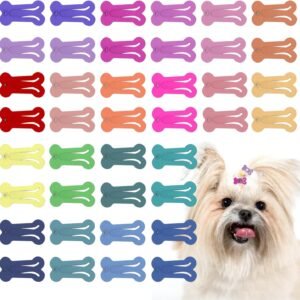 Dog Hair Clips, 40 PCS Cat Hair Clips,1 Inch Dog Bone Hair Clips,Small Mini Snap Hair Clips,Cute Multicolor Puppy Dog Barrettes for Dog Cat Pet Grooming Bows Hair Decoration Accessories