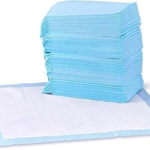 Amazon Basics Dog and Puppy Pee Pads, 5-Layer Leak-Proof Super Absorbent, Quick-Dry Surface, Potty Training, Regular (22x22"), 150 Count, Blue & White