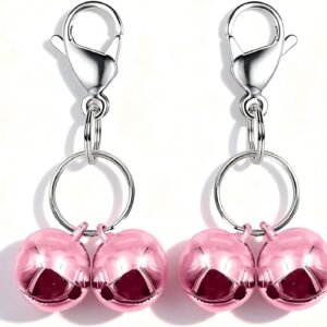 4 Sets Cat Bell for Dog Collar Charm Training Pet Pendant Accessories with 2 Pack Stainless Steel Dog Tag Clips(2 X-Small Pink)