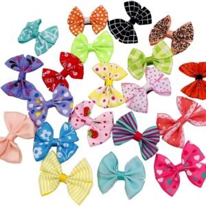 PET SHOW 20pcs Dog Hair Bows with Alligator Clips for Small Medium Dogs Bowknot Hair Clips Cat Puppy Yorkshire Grooming Hair Accessories Assorted