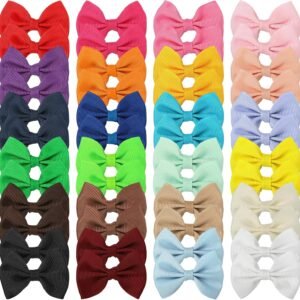 XIMA 48PCS(24pairs) Dog's Hair Bows Clips,Small Handmade Hair Accessories Bow Pet Puppy for Doggies Cat Kitten Rabbit Grooming Accessories (Mixcolors-48pcs Bows Hair Clip)